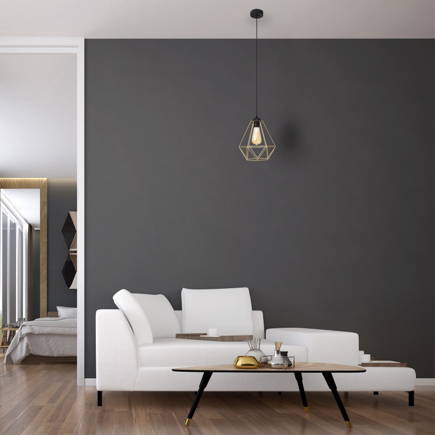 Chandelier on a string KARO 1xE27/15W/230V gold/black