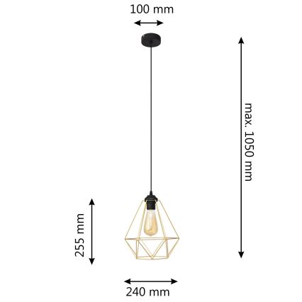 Chandelier on a string KARO 1xE27/15W/230V gold/black