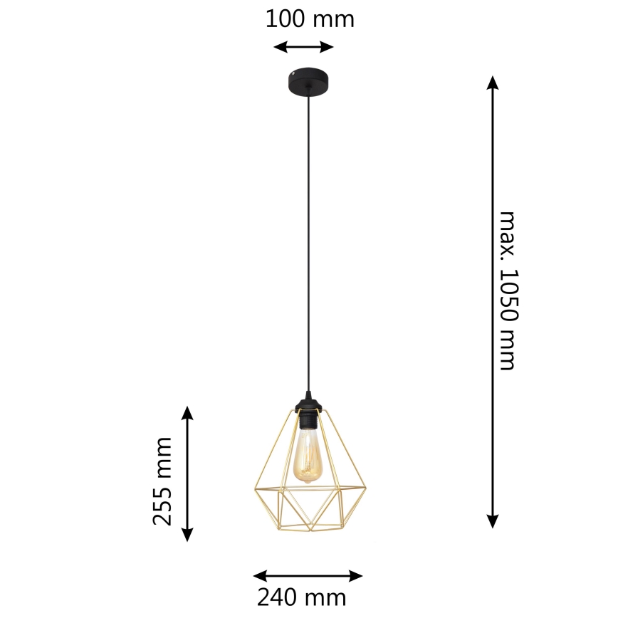 Chandelier on a string KARO 1xE27/15W/230V gold/black