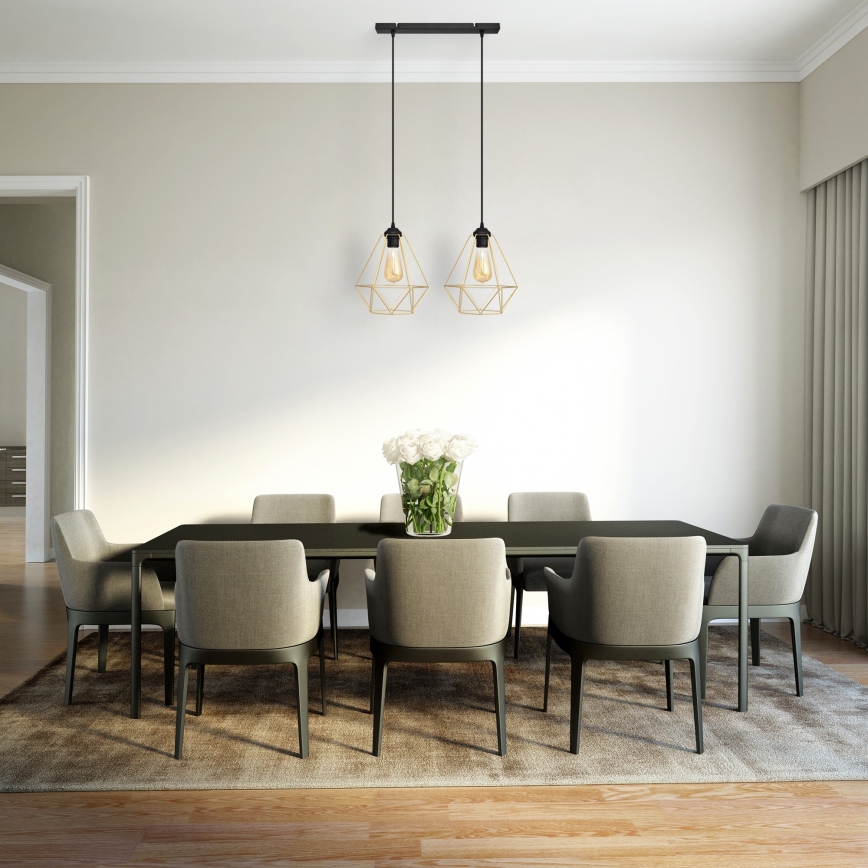 Chandelier on a string KARO 2xE27/15W/230V gold/black