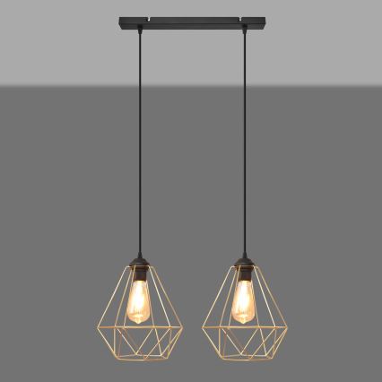 Chandelier on a string KARO 2xE27/15W/230V gold/black