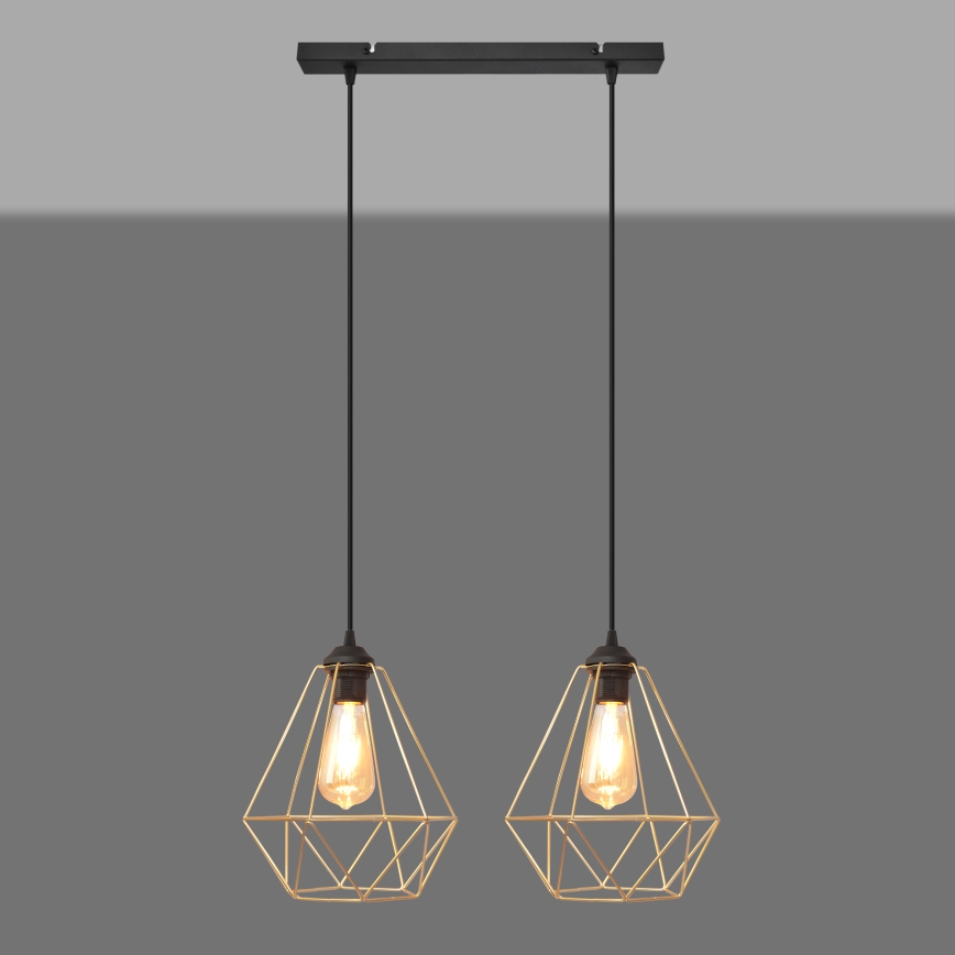 Chandelier on a string KARO 2xE27/15W/230V gold/black