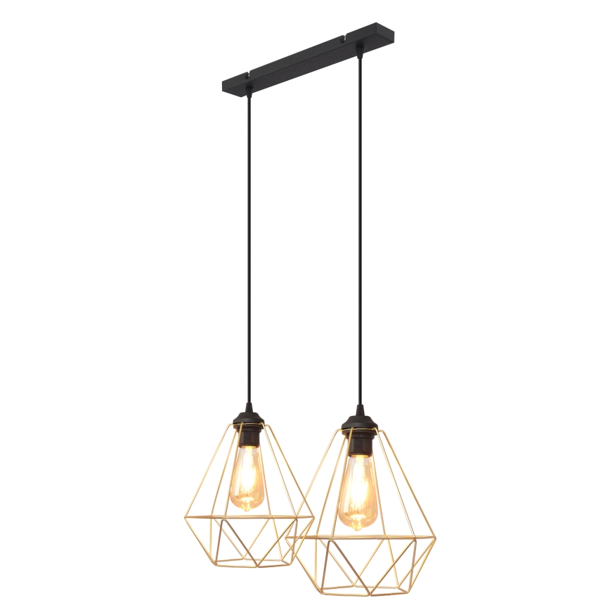 Chandelier on a string KARO 2xE27/15W/230V gold/black
