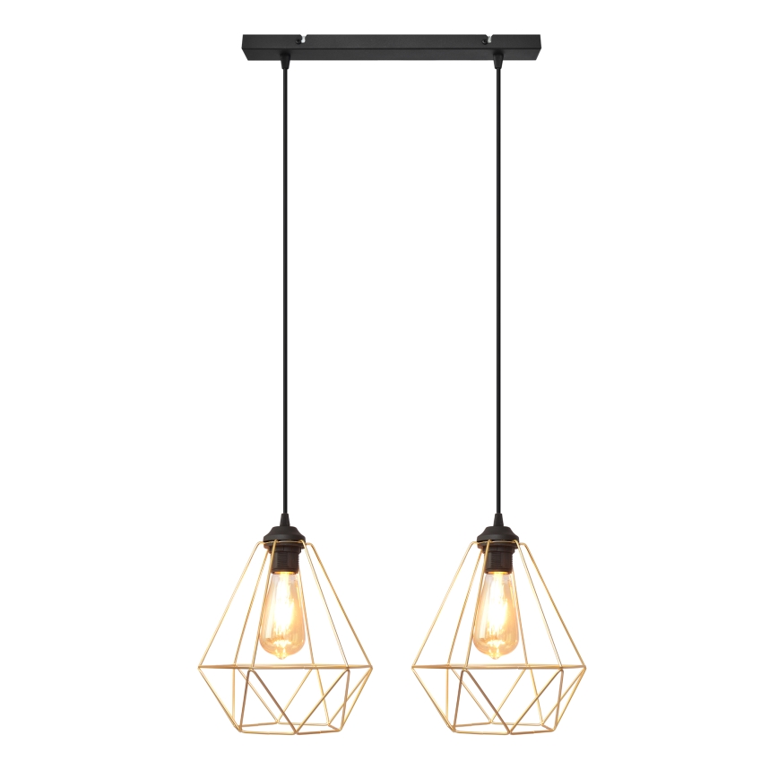 Chandelier on a string KARO 2xE27/15W/230V gold/black