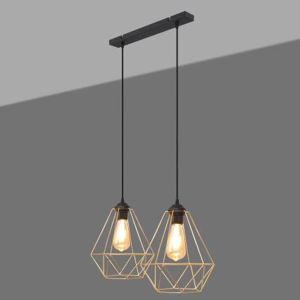 Chandelier on a string KARO 2xE27/15W/230V gold/black