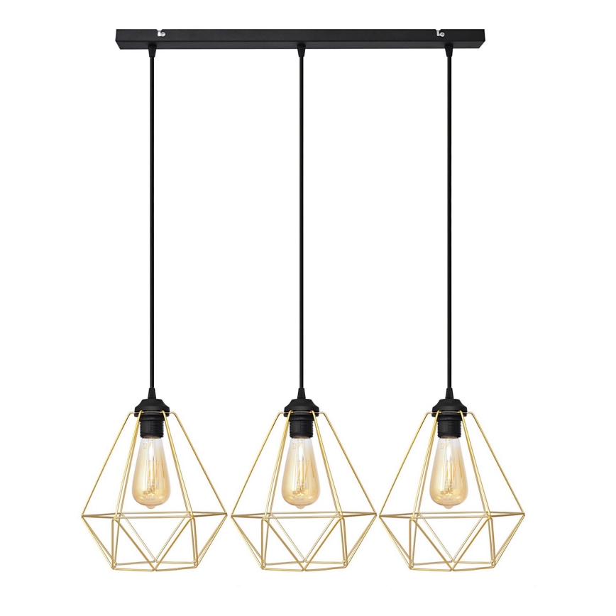 Chandelier on a string KARO 3xE27/15W/230V gold/black