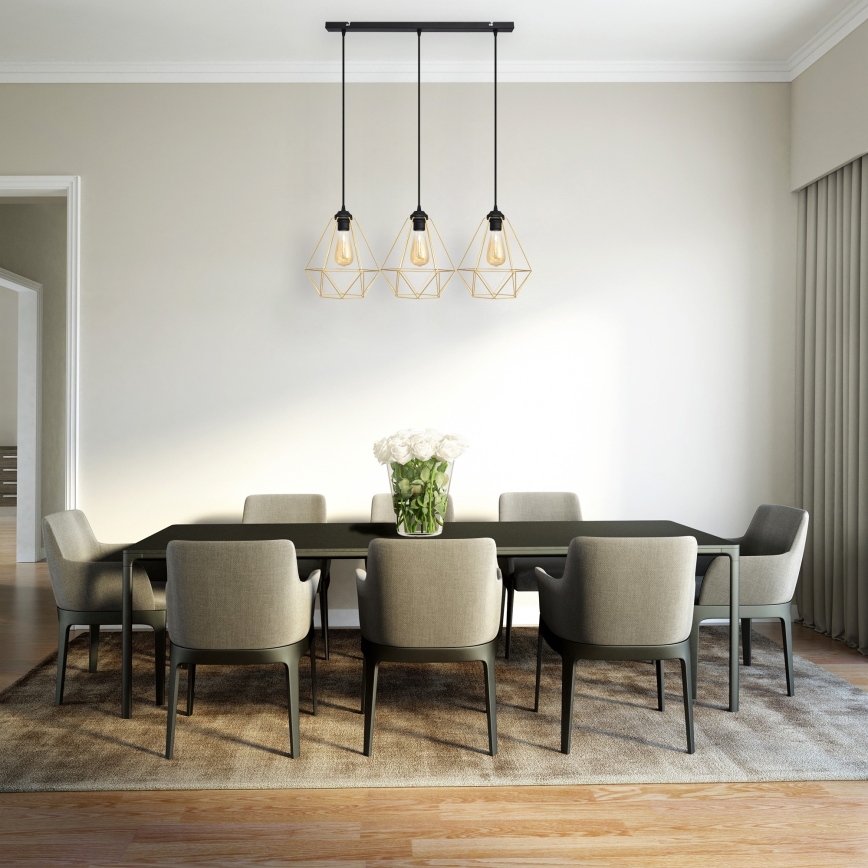 Chandelier on a string KARO 3xE27/15W/230V gold/black