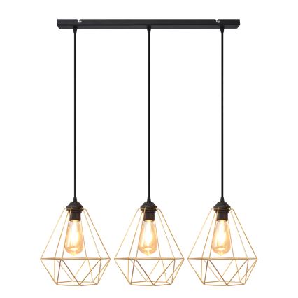 Chandelier on a string KARO 3xE27/15W/230V gold/black
