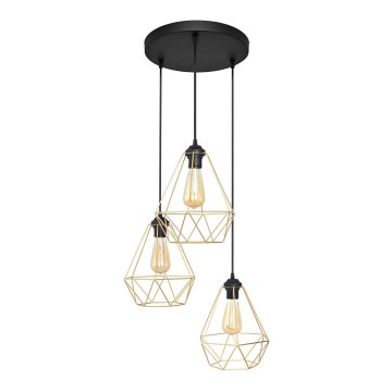 Chandelier on a string KARO 3xE27/15W/230V gold/black