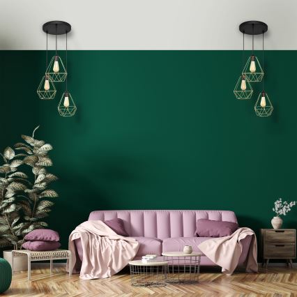 Chandelier on a string KARO 3xE27/15W/230V gold/black
