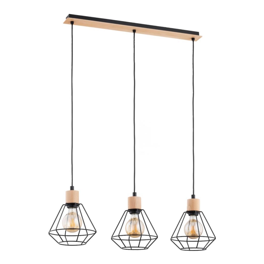 Chandelier on a string KASTEL BASKET 3xE27/60W/230V beige/black