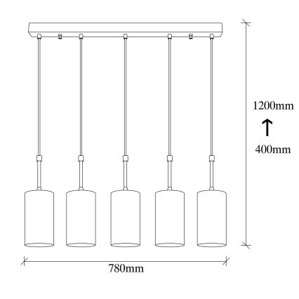 Chandelier on a string KEM 5xE27/40W/230V