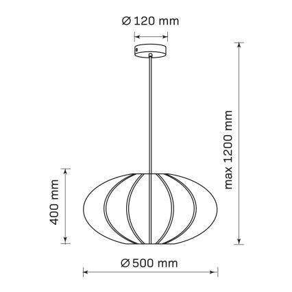 Chandelier on a string KINU 1xE27/20W/230V d. 50 cm black