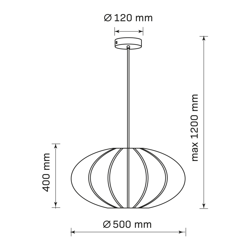 Chandelier on a string KINU 1xE27/20W/230V d. 50 cm black