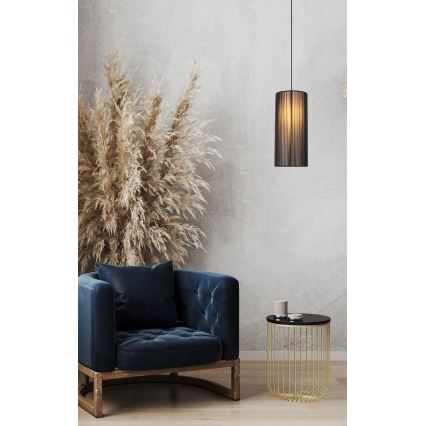 Chandelier on a string KIOTO 1xE27/40W/230V d. 18 cm black/beech