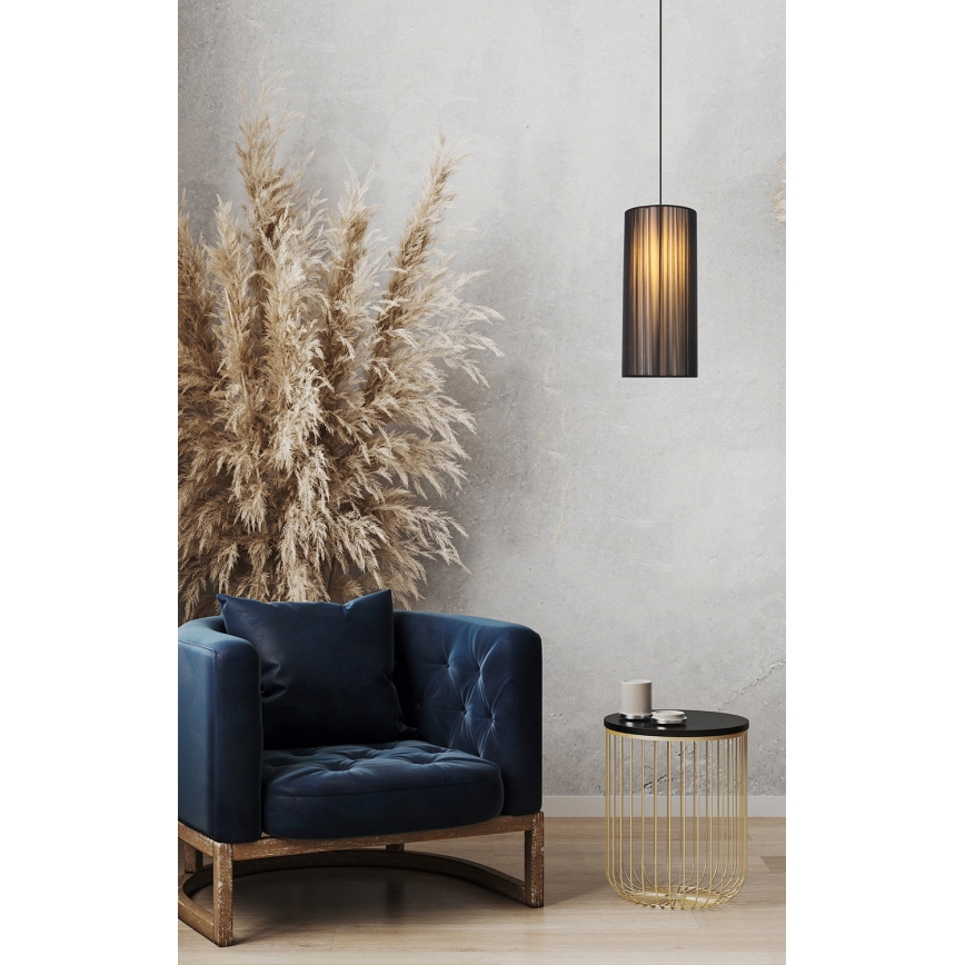 Chandelier on a string KIOTO 1xE27/40W/230V d. 18 cm black/beech