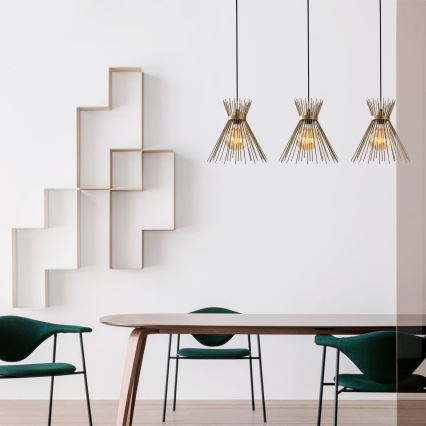 Chandelier on a string KIRPI 3xE27/40W/230V gold