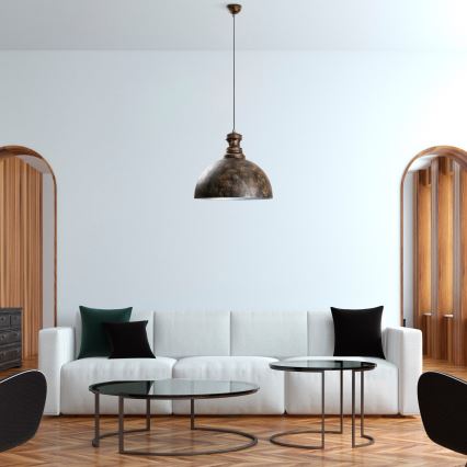 Chandelier on a string KURE 1xE27/40W/230V d. 40 cm grey