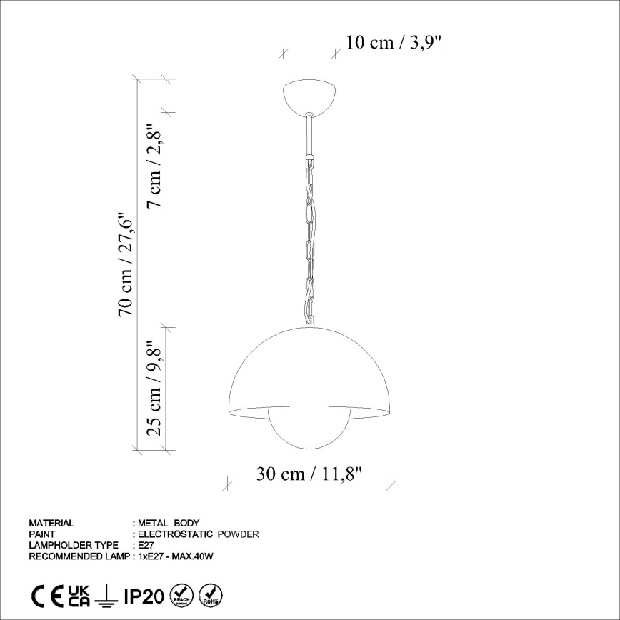 Chandelier on a string KURE 1xE27/40W/230V green