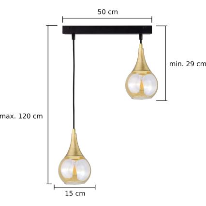 Chandelier on a string LACRIMA HONEY 2xE27/60W/230V