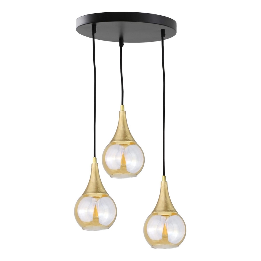 Chandelier on a string LACRIMA HONEY 3xE27/60W/230V d. 30 cm