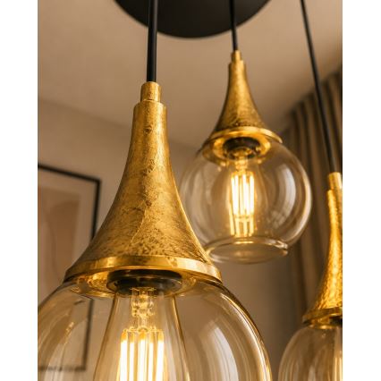Chandelier on a string LACRIMA HONEY 3xE27/60W/230V d. 30 cm