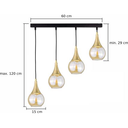 Chandelier on a string LACRIMA HONEY 4xE27/60W/230V