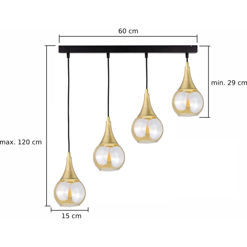 Chandelier on a string LACRIMA HONEY 4xE27/60W/230V