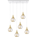 Chandelier on a string LACRIMA HONEY 6xE27/60W/230V white/gold/smoky beige