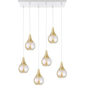 Chandelier on a string LACRIMA HONEY 6xE27/60W/230V white/gold/smoky beige