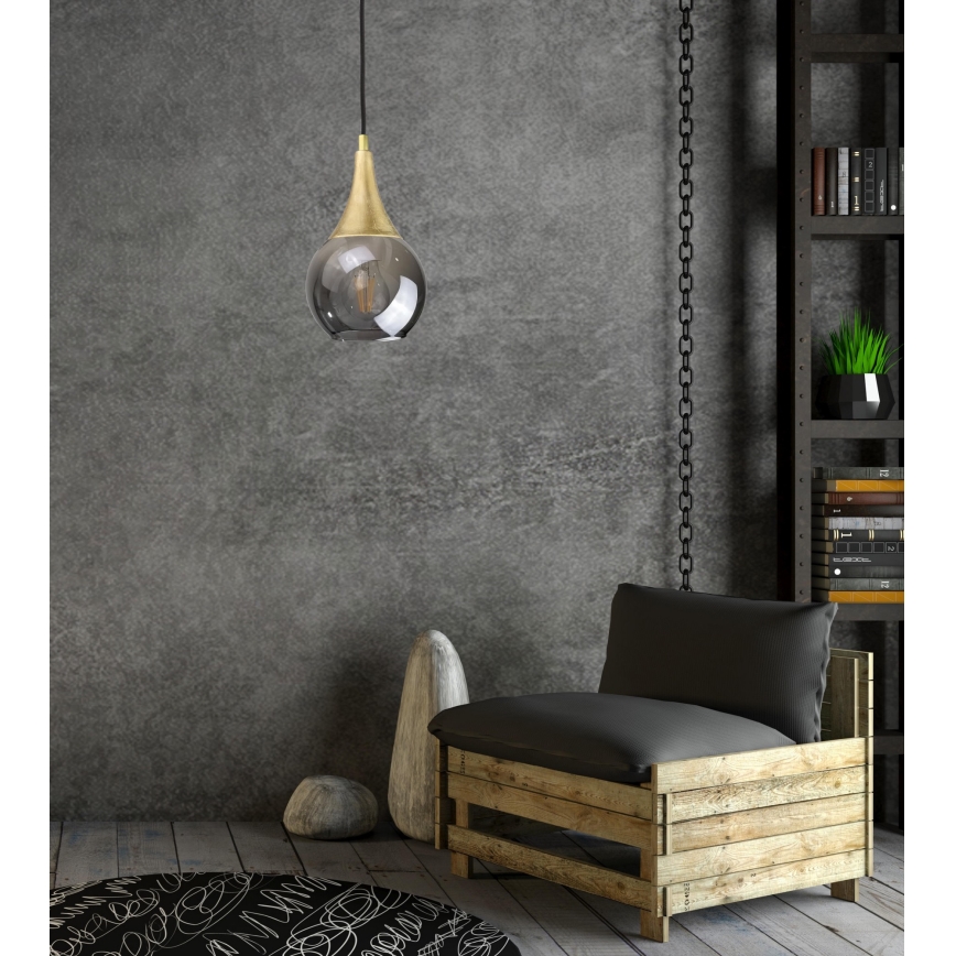 Chandelier on a string LACRIMA SMOKY 1xE27/60W/230V