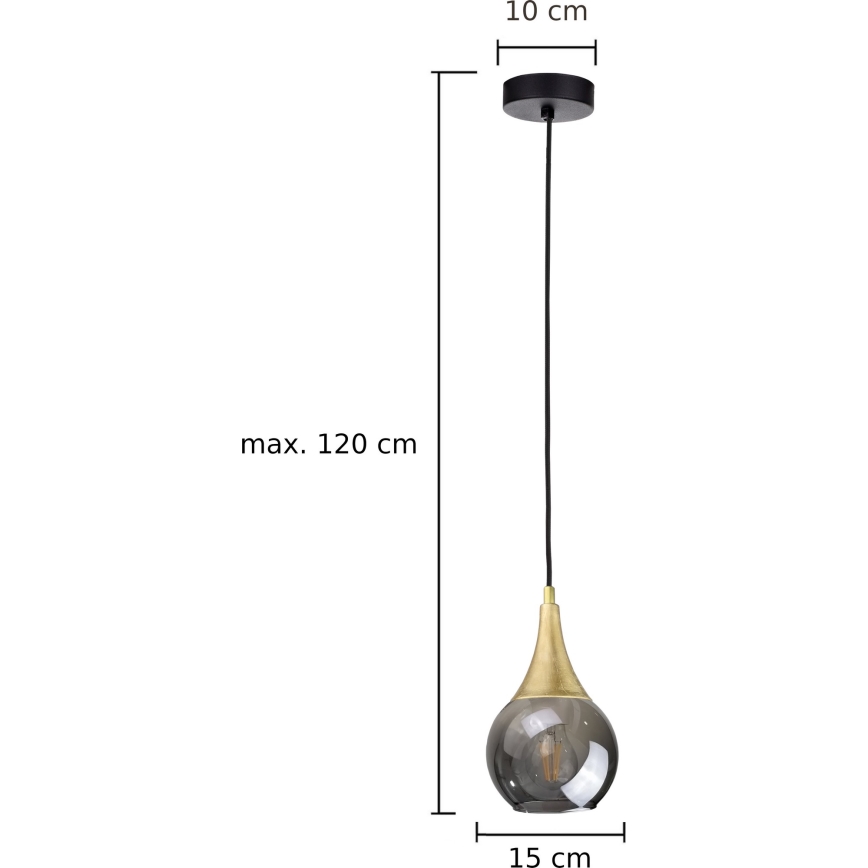 Chandelier on a string LACRIMA SMOKY 1xE27/60W/230V