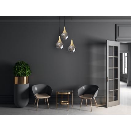 Chandelier on a string LACRIMA SMOKY 3xE27/60W/230V d. 30 cm