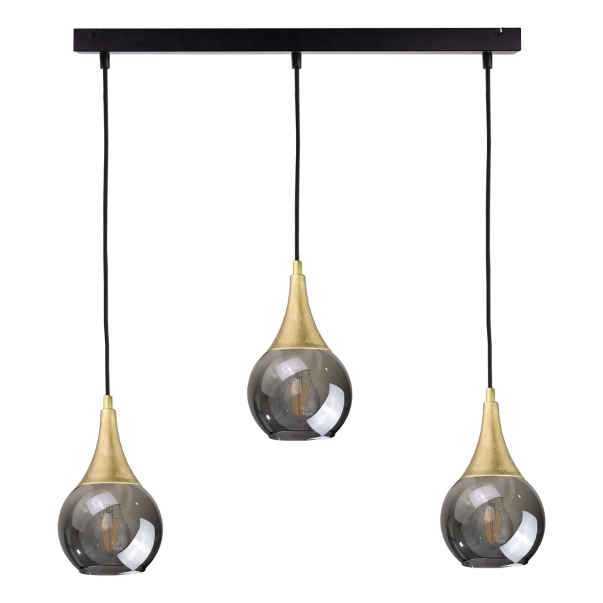 Chandelier on a string LACRIMA SMOKY 3xE27/60W/230V