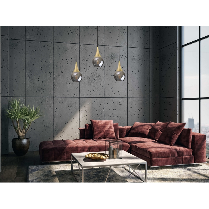 Chandelier on a string LACRIMA SMOKY 3xE27/60W/230V