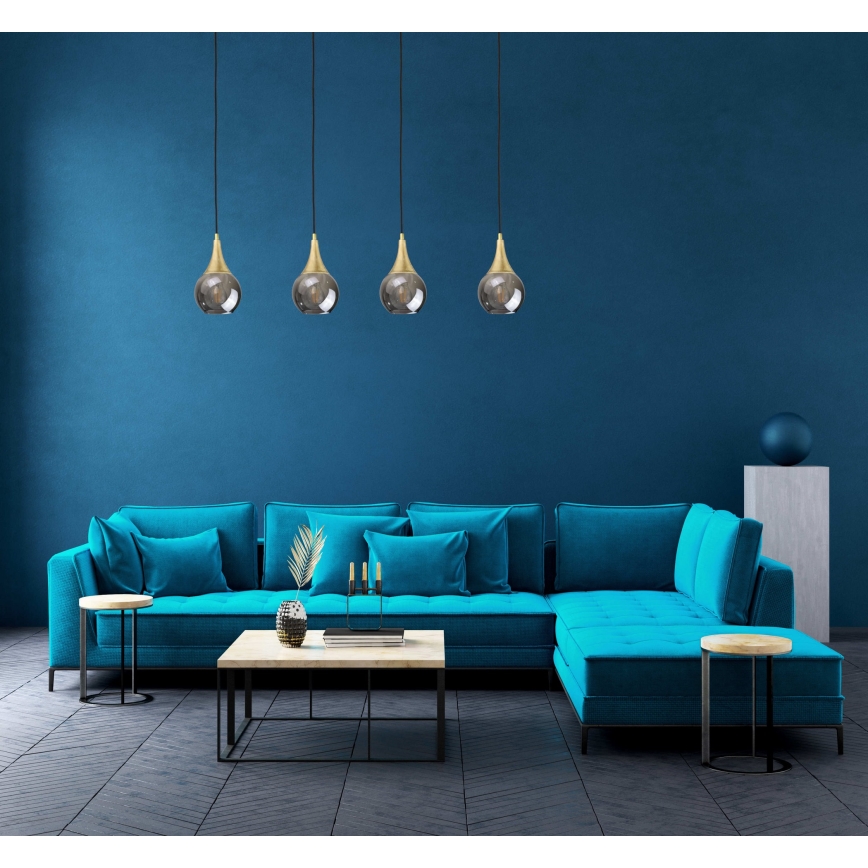 Chandelier on a string LACRIMA SMOKY 4xE27/60W/230V