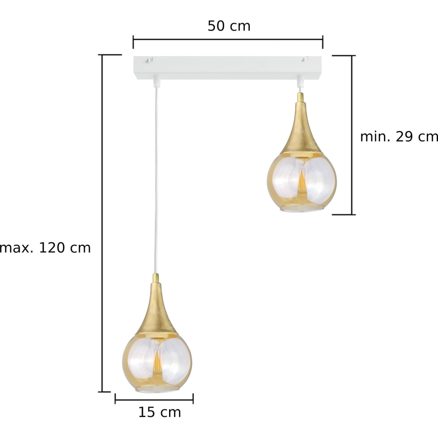 Chandelier on a string LACRIMA WHITE 2xE27/60W/230V