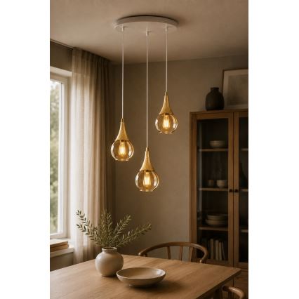 Chandelier on a string LACRIMA WHITE 3xE27/60W/230V d. 30 cm