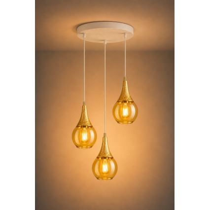Chandelier on a string LACRIMA WHITE 3xE27/60W/230V d. 30 cm