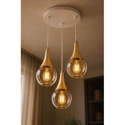 Chandelier on a string LACRIMA WHITE 3xE27/60W/230V d. 30 cm