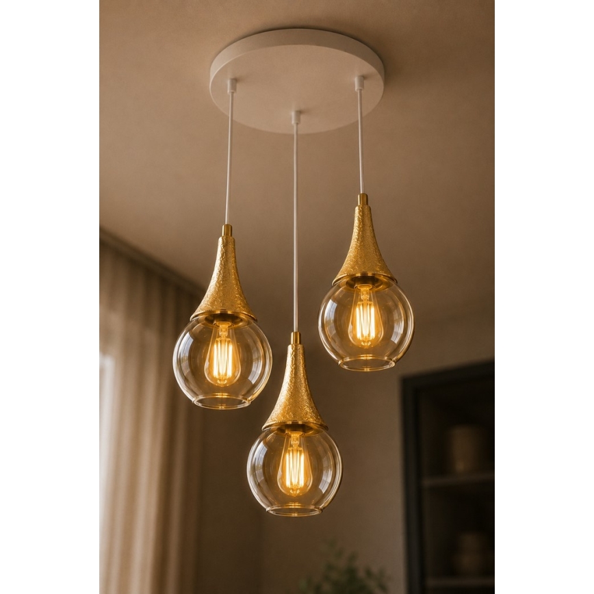 Chandelier on a string LACRIMA WHITE 3xE27/60W/230V d. 30 cm