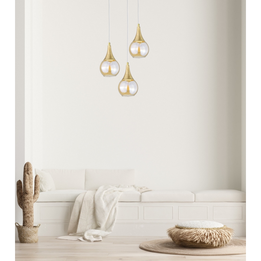 Chandelier on a string LACRIMA WHITE 3xE27/60W/230V d. 30 cm