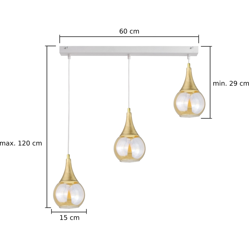 Chandelier on a string LACRIMA WHITE 3xE27/60W/230V