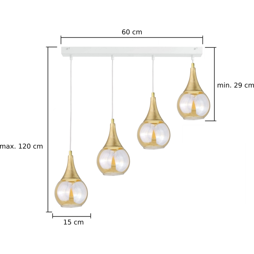 Chandelier on a string LACRIMA WHITE 4xE27/60W/230V