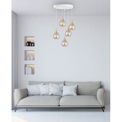 Chandelier on a string LACRIMA WHITE 5xE27/60W/230V d. 45 cm