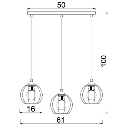 Chandelier on a string LAPS 3xE27/15W/230W black