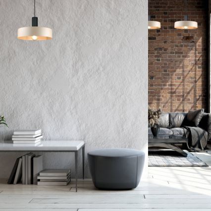 Chandelier on a string LATTE 1xE27/60W/230V beige/black