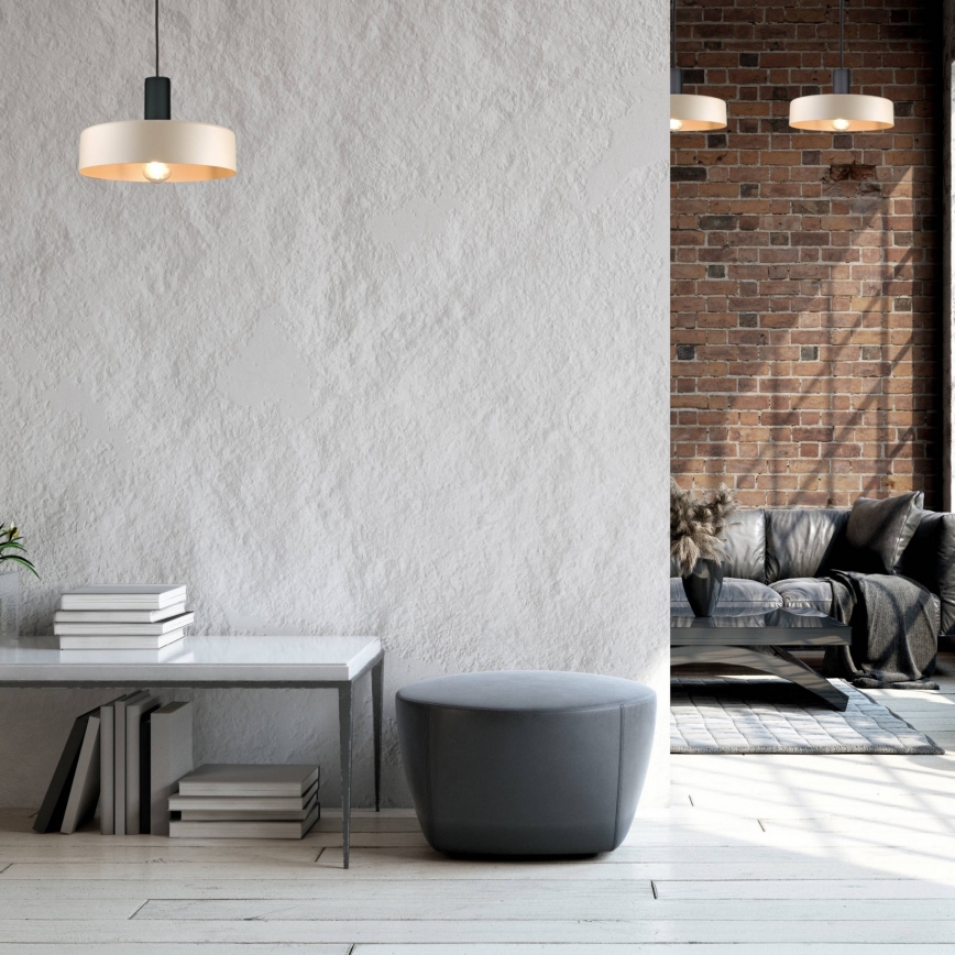 Chandelier on a string LATTE 1xE27/60W/230V beige/black