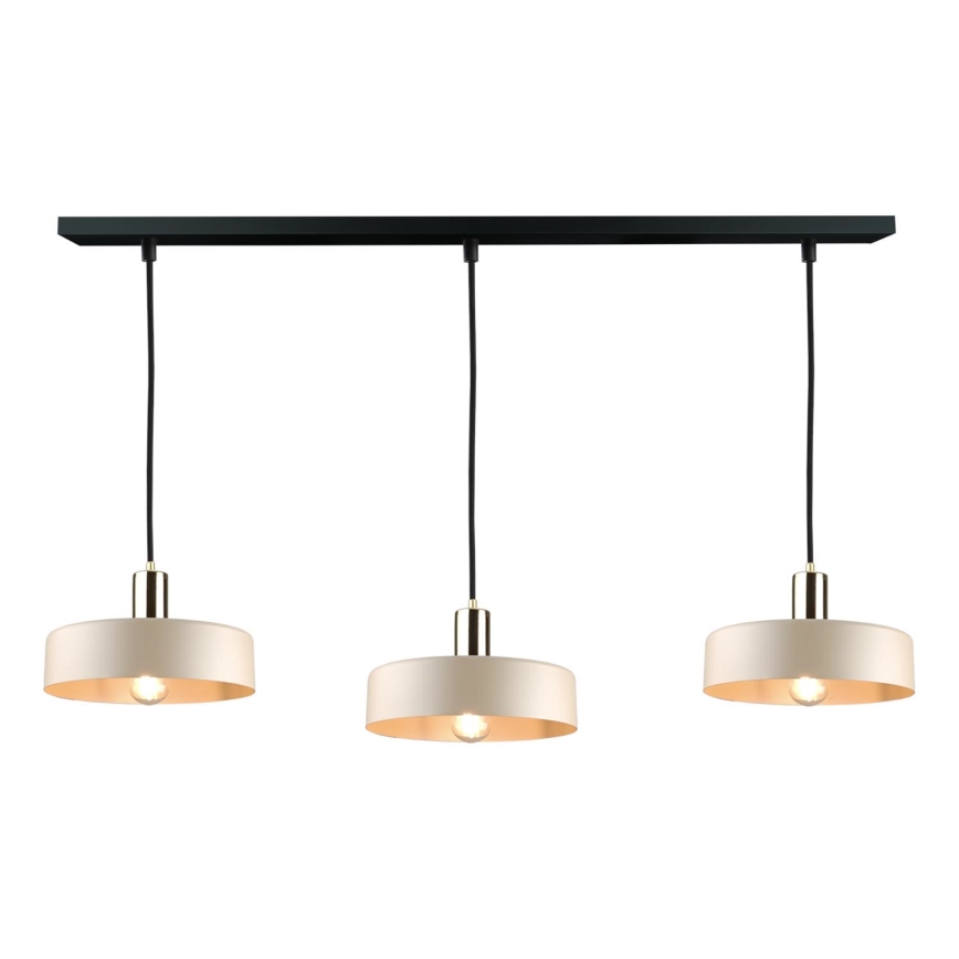 Chandelier on a string LATTE 3xE27/60W/230V beige/black/shiny chrome