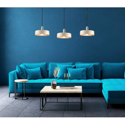 Chandelier on a string LATTE 3xE27/60W/230V beige/black/shiny chrome